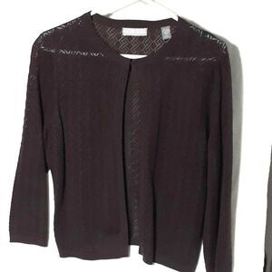 Kate Hill sweater silk cotton cashmere cardigan brown large l